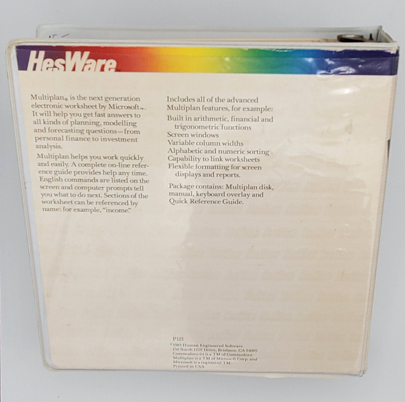 Microsoft Multiplan from HesWare for the Commodore 64 - Ver. 1.07