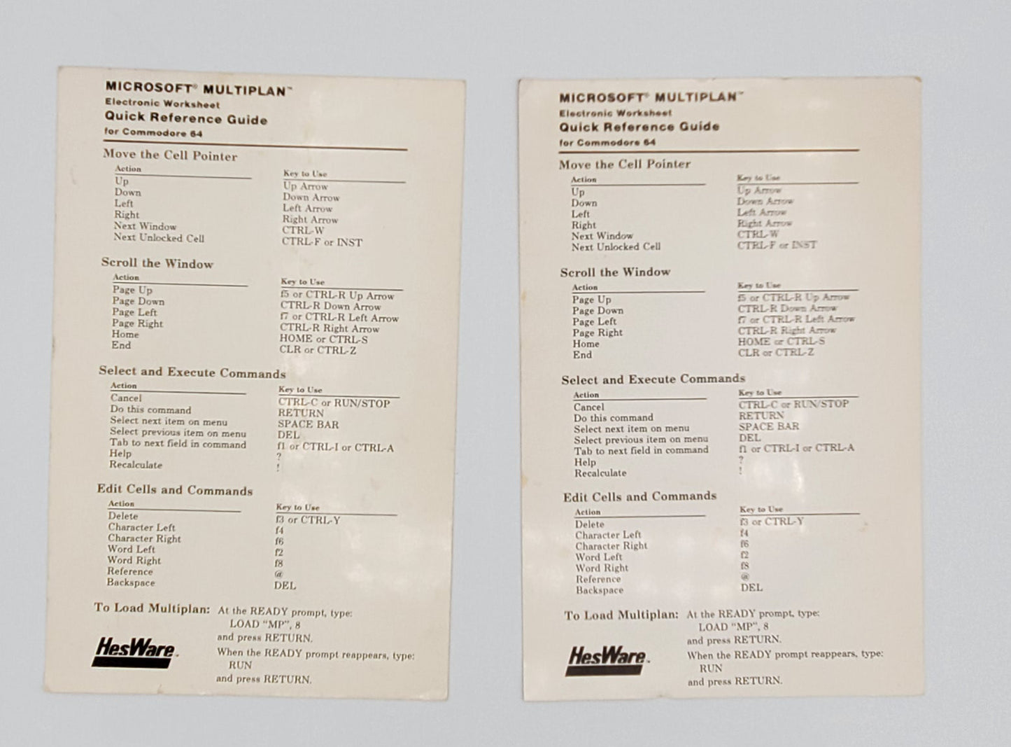 Microsoft Multiplan from HesWare for the Commodore 64 - Ver. 1.07