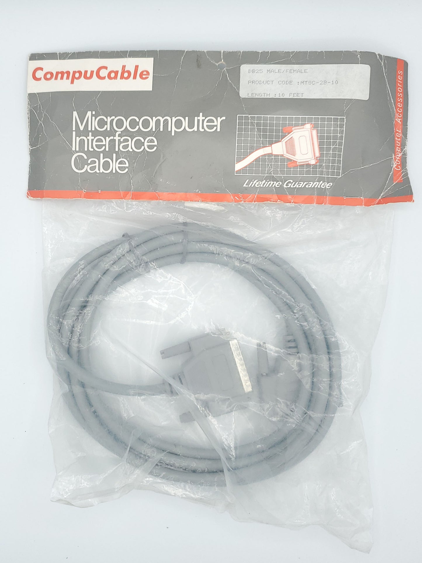 DB25 Cable, 10 foot, Male to Female, NoS