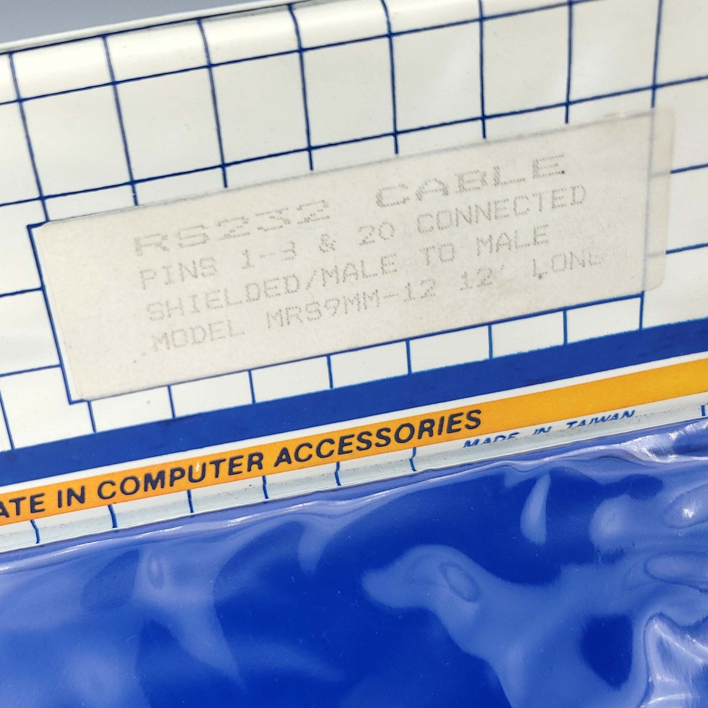 RS-232 Cable, 12 foot, Male to Male, NoS