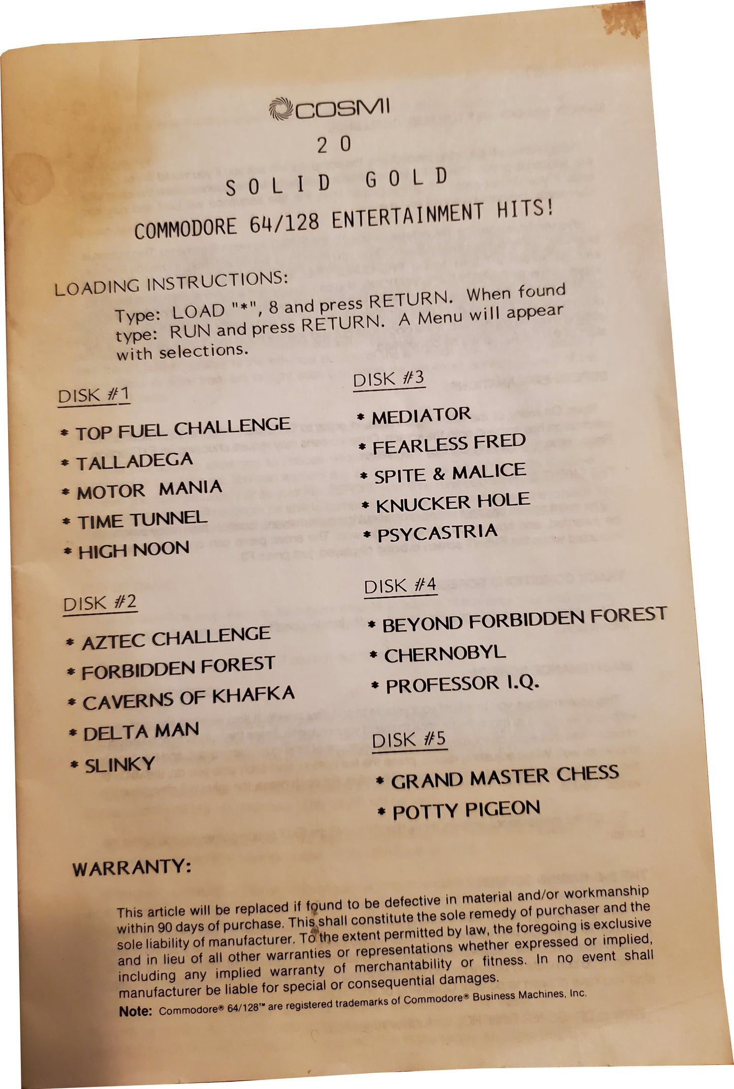 Top 20 Solid Gold Commodore Entertainment Hits