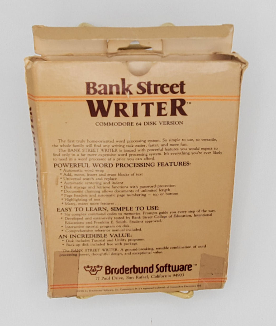 Bank Street Writer in Box with 2 Copies of Working Disk and Manual